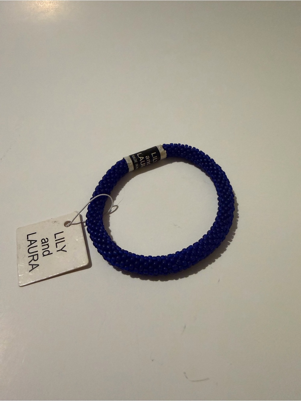 LILY AND LAURA Cobalt Blue Beaded Hair Tie
